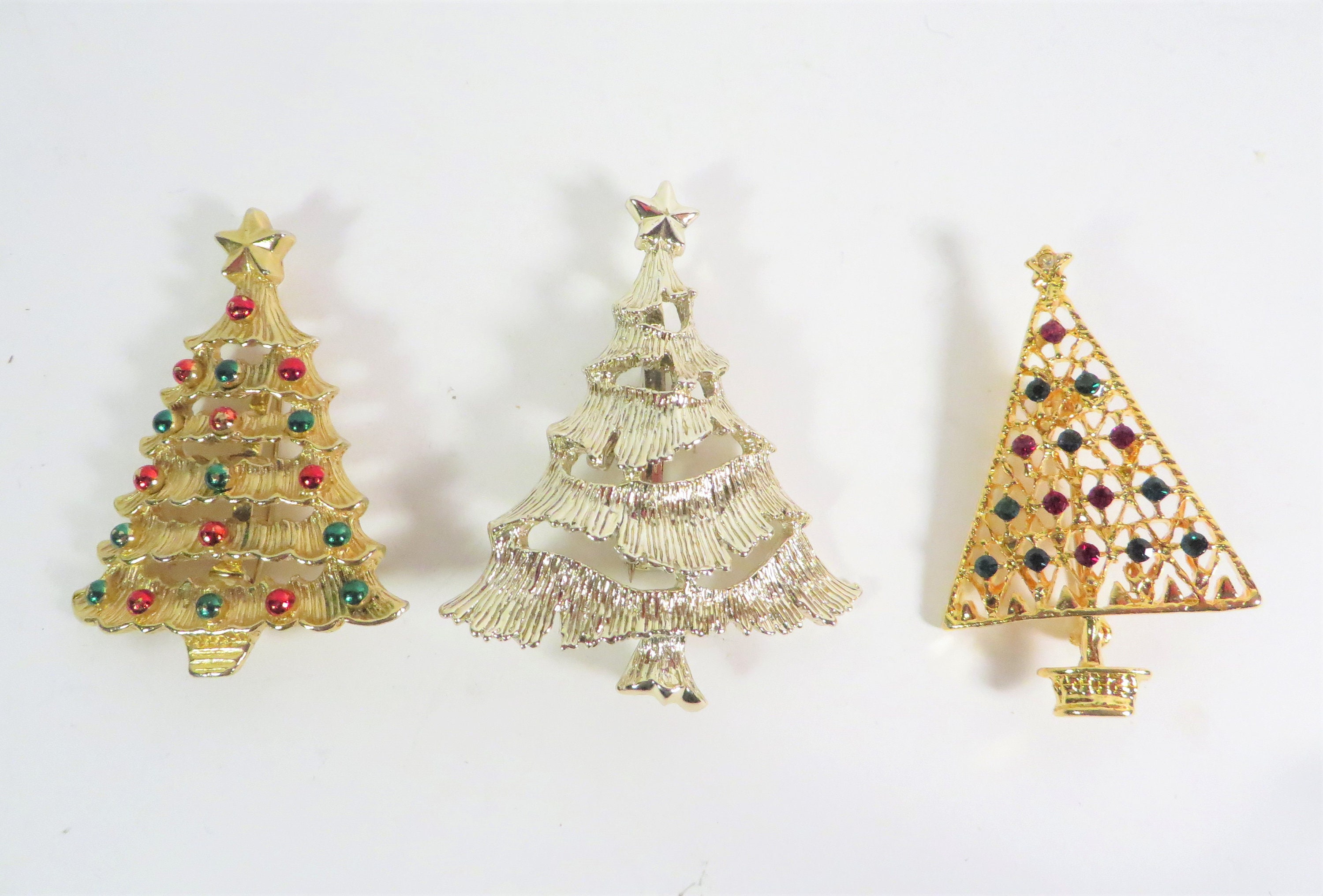 Vintage Christmas Tree Brooches Pins Etsy