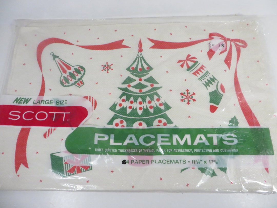 Vintage Paper Christmas Placemats Seasons Greetings Paper Etsy