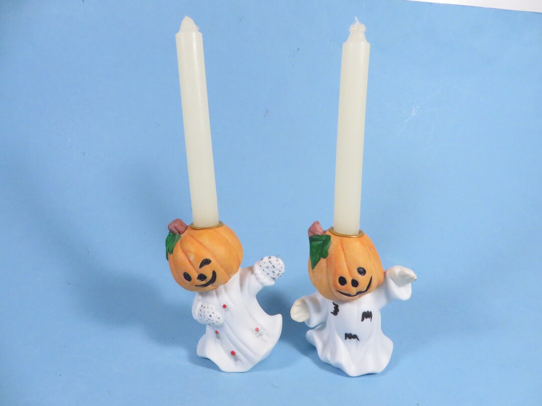Vintage Halloween Jack O Lantern Ghosts Ceramic Candle Holders - Etsy