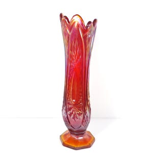 Vintage Indiana Glass Carnival Heirloom Sunset Swung Vase