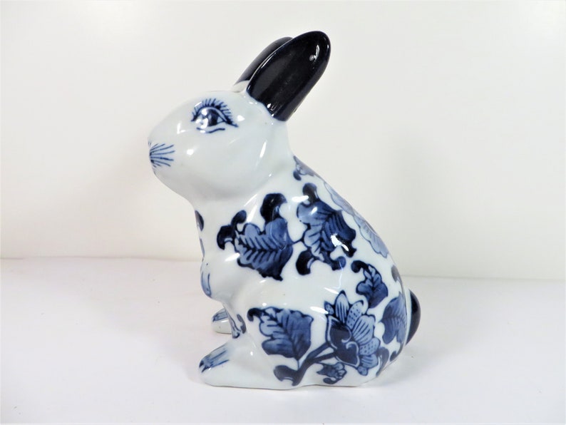 Vintage Blue White Chinoiserie Rabbit Blue White Ceramic | Etsy