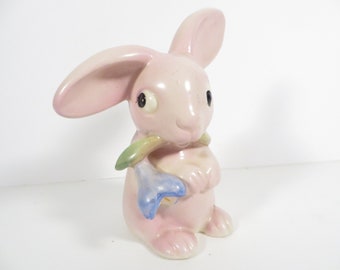 Vintage Lavender Ceramic Rabbit Cotton Ball Holder - Soft Pinkish Lavender Made in Germany Rabbit