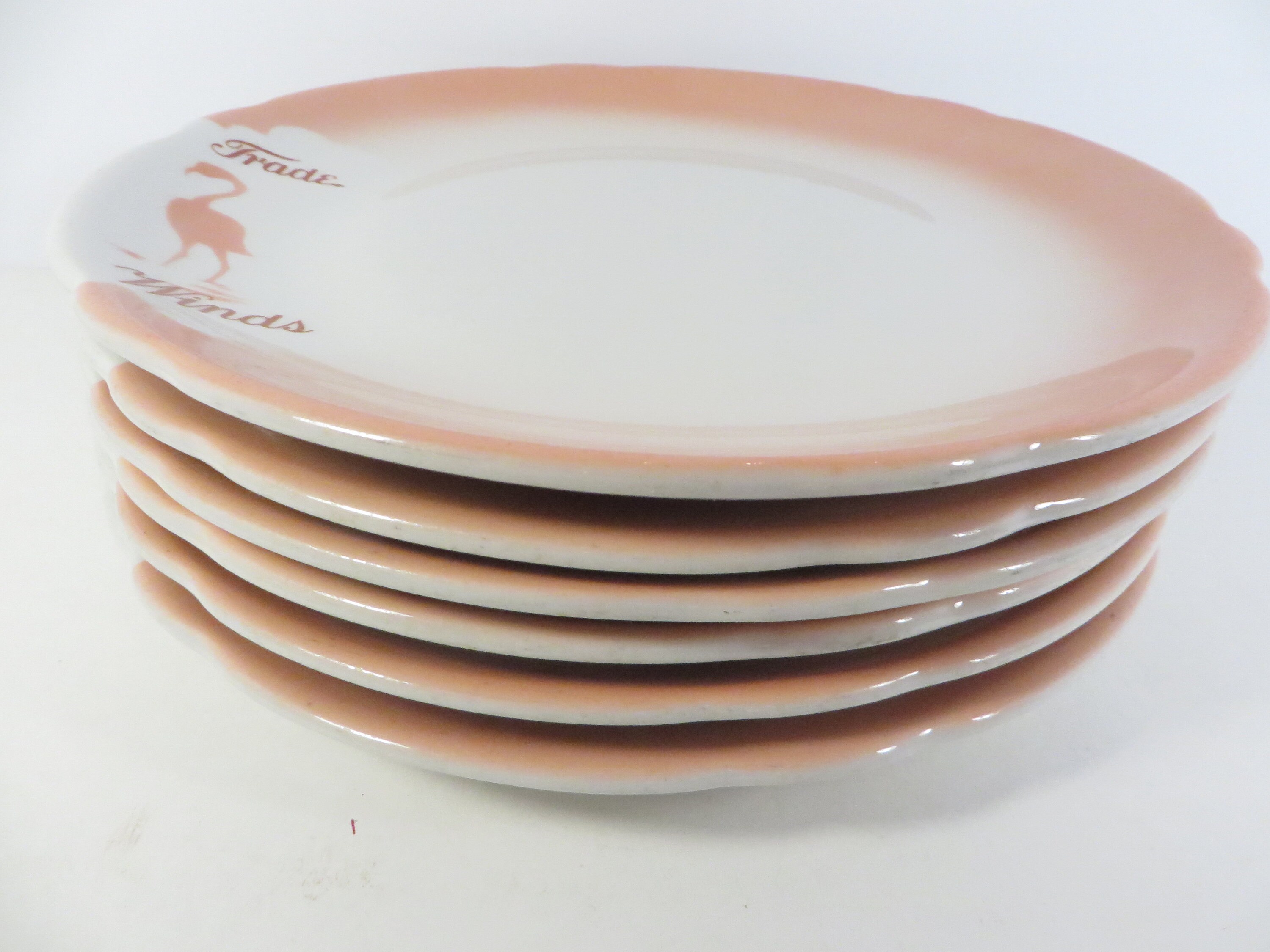 Vintage Jackson China Pink Flamingo Restaurant Ware Dinner Plates Trade Winds Pink Flamingo Plates