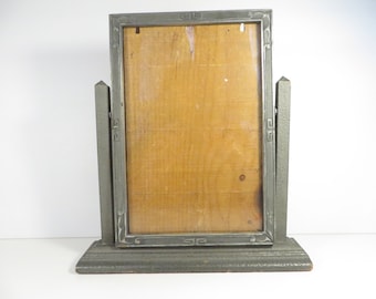 Vintage Art Deco Wood Photo Frame - Wood Swing Frame on Stand