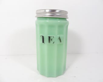 Vintage Jadeite TEA Jar Canister