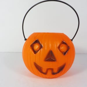Vintage 5&quot; JACK O LANTERN Halloween Candy Bucket Blow Mold