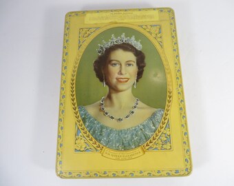 Vintage Queen Elizabeth II Coronation Tin June 1953 Candy Tin -  Queen Elizabeth Coronation Tin