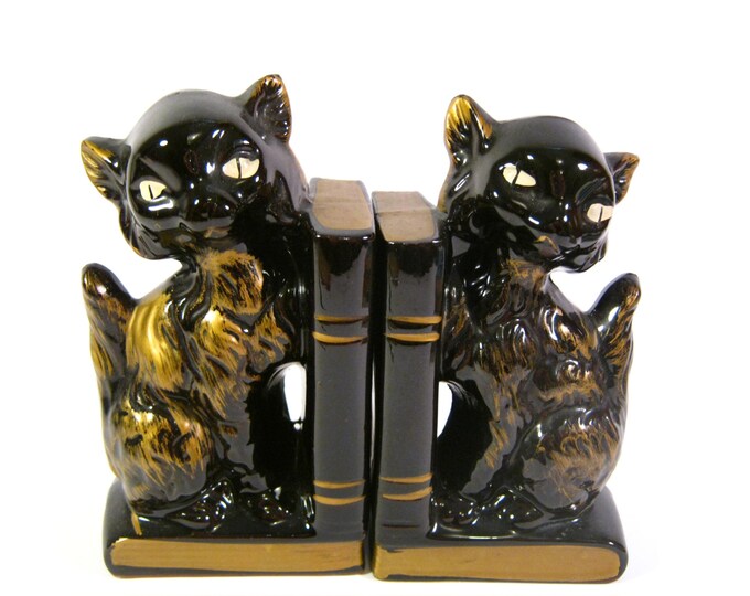 Vintage Black Cat Bookends Made in Japan Cat Bookends Etsy