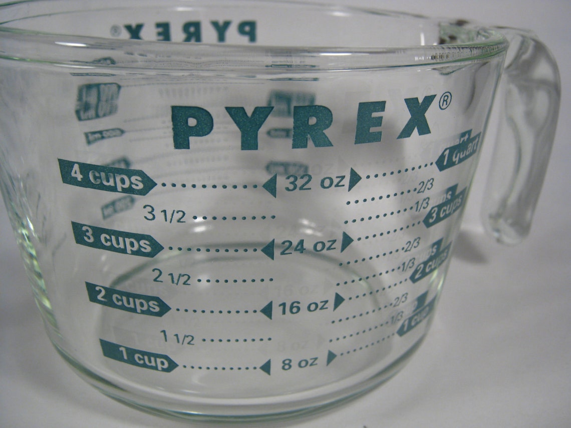 Pyrex Measuring Cups Green Lettering Set of Three Vintage Etsy