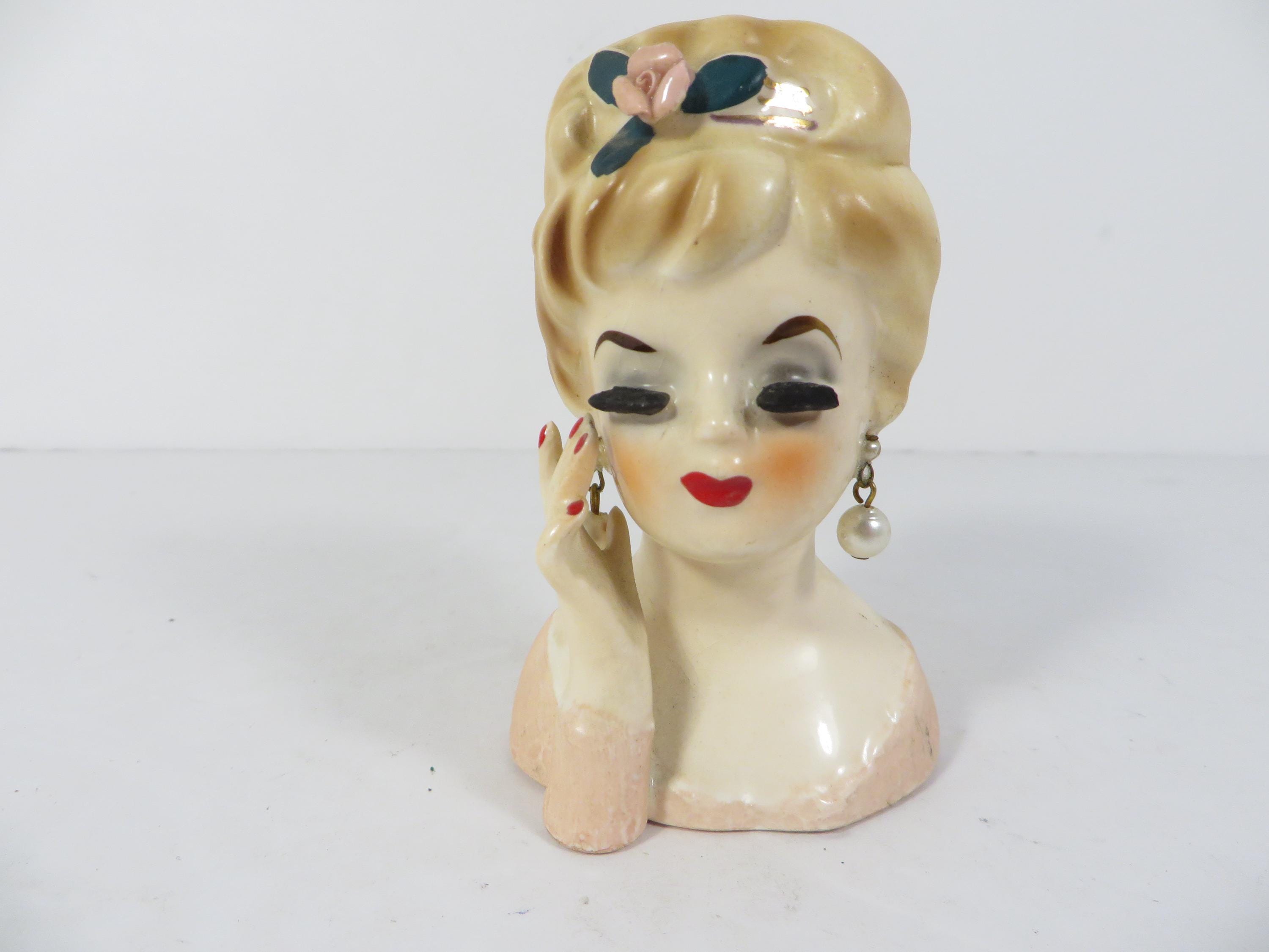 Vintage Japan Lady Head Vase Inarco E-480 Japan - Mid Century