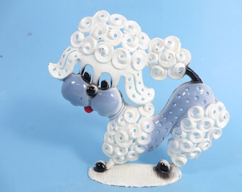 Vintage Poodle Earring Tree Holder - Enameled Poodle Pierced Earring Tree