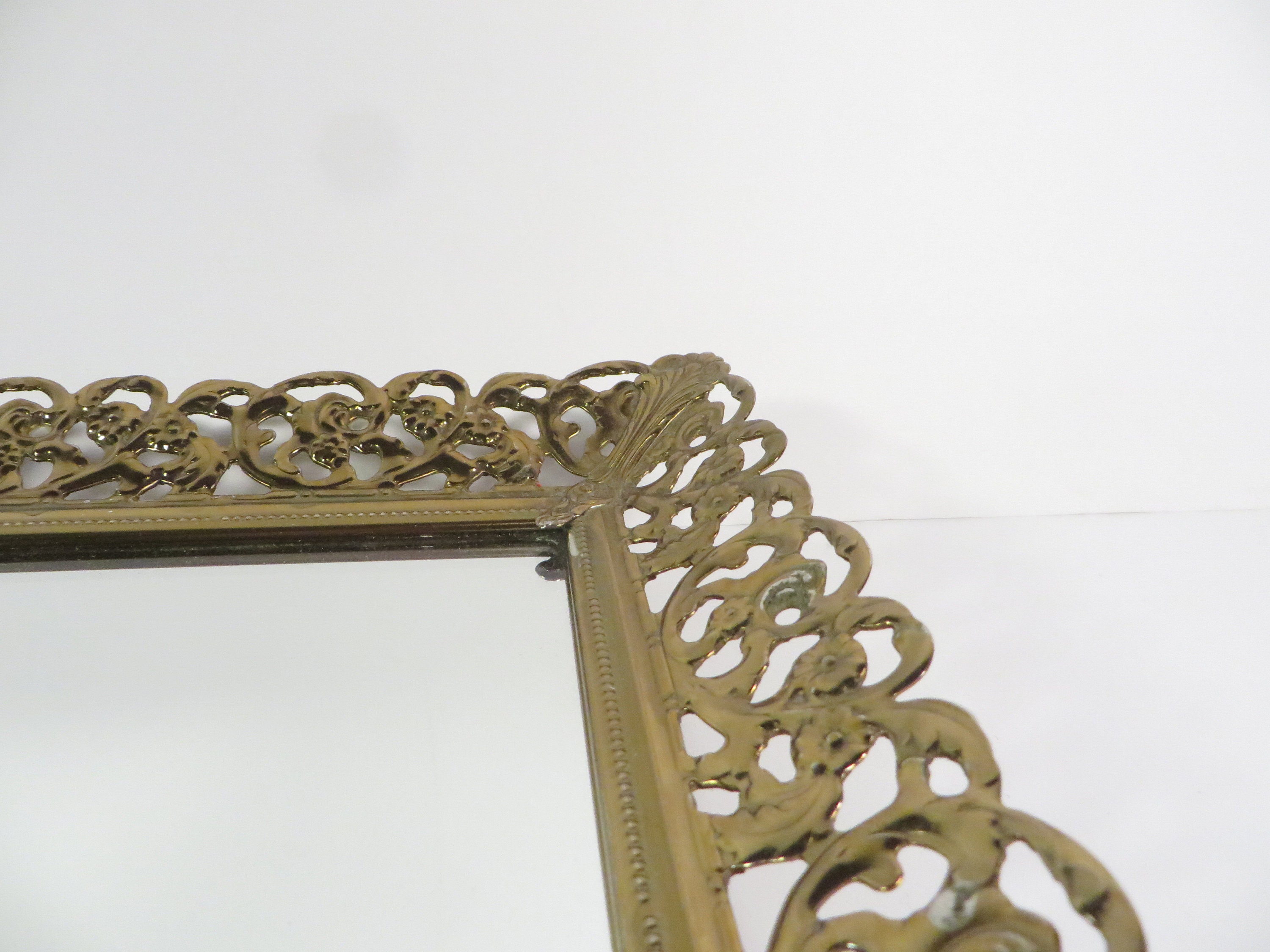 Vanity Dresser Tray Mirror Vintage Brass Mirror Tray Etsy