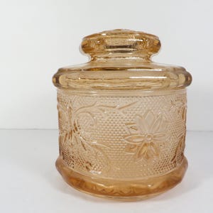 Vintage Tiara Peach Pink Glass Canister by Indiana Glass - Tiara Sandwich Glass Canister