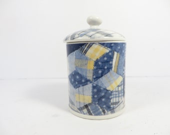 Vintage Ralph Lauren Patchwork Sugar Bowl - 1980s Ralph Lauren Wedgwood  Sugar Canister