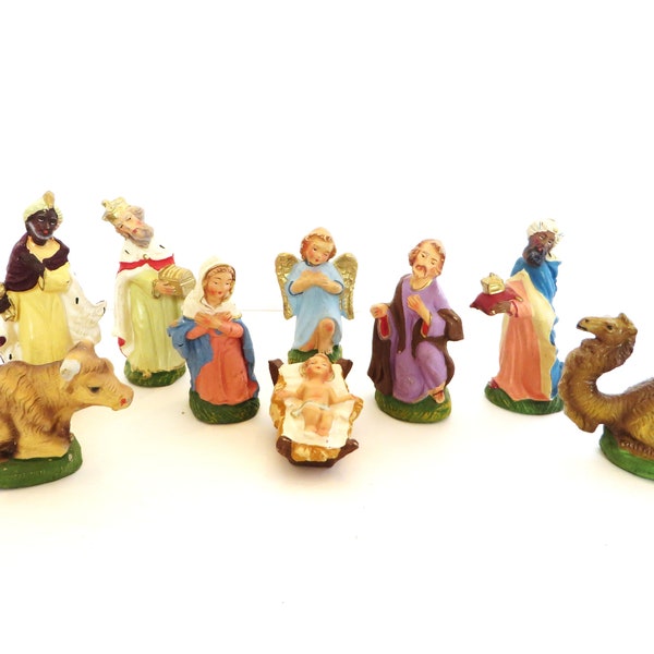 Vintage Composite Nativity Figures - Set of 9 Composite Creche Nativity