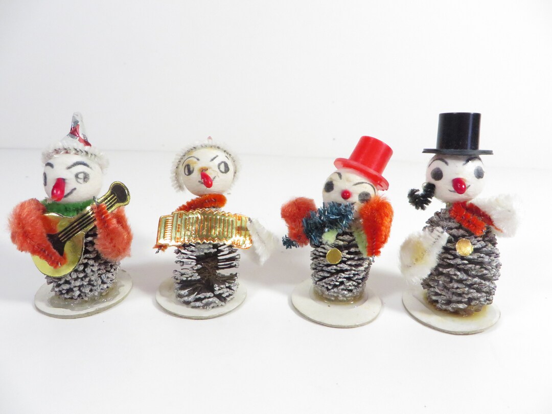 Vintage Putz Pinecone Elves Gnomes Made in Japan Set of 4 Etsy
