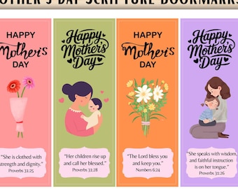 Afdrukbare bladwijzers voor christelijke Moederdag, bladwijzers voor bijbelteksten voor moeder, op geloof gebaseerd cadeau van kinderen