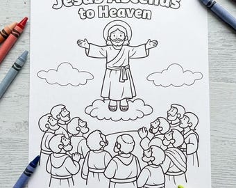 Jesus Ascends to Heaven Coloring Page for Kids | Christian Coloring Page | Bible Activity Printable | Sunday School | Ascension Craft