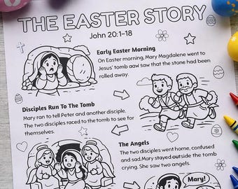 Easter Coloring Page Printable, Easter Story, Easter Activity, Holy Week Timeline, Kids Bible Lesson, Sunday School Activity