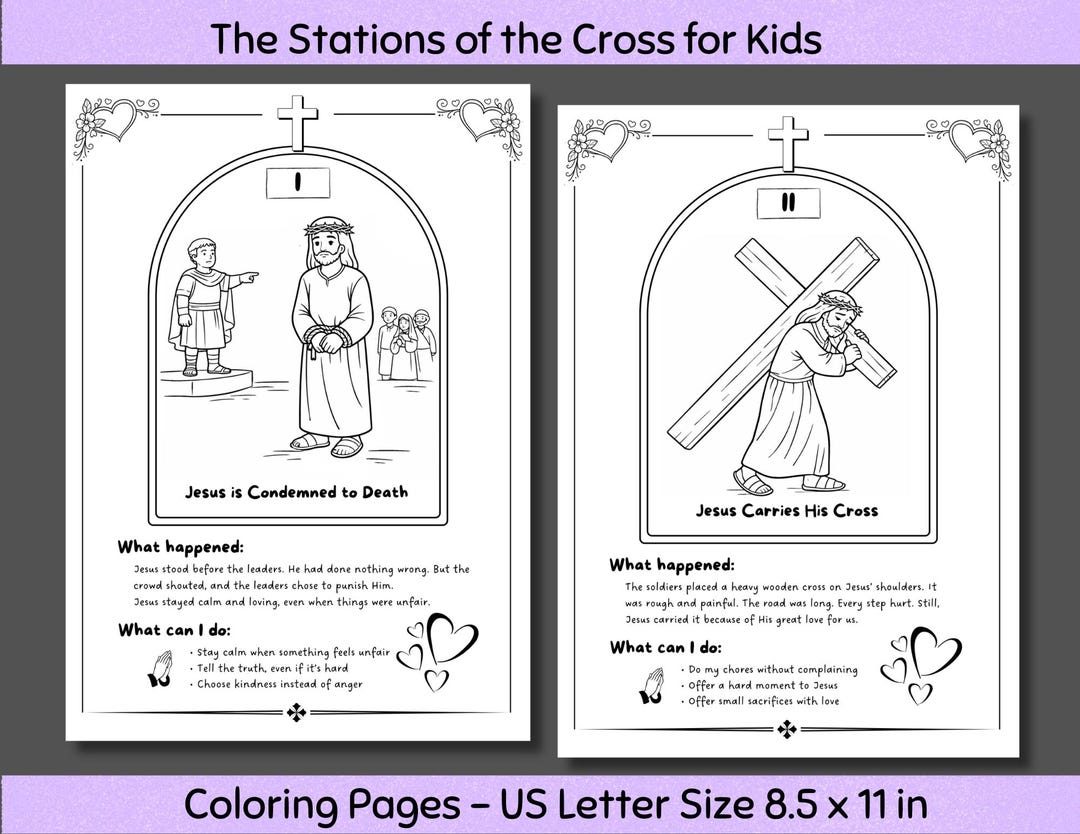 Stations of the Cross Coloring Pages for Kids, 14 Stations Printable ...