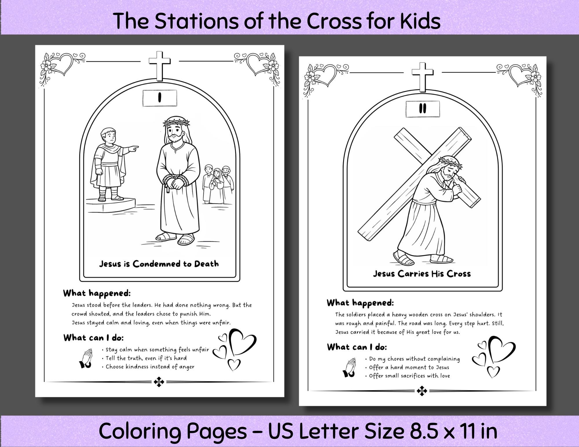 Stations of the Cross Coloring Pages for Kids, 14 Stations…