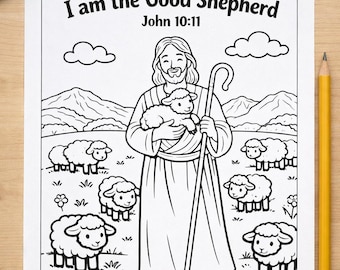 Kleurplaat Jezus is de goede herder | Jezus kleurplaat voor kinderen | Bijbelkleuring afdrukbaar | Zondagsschool