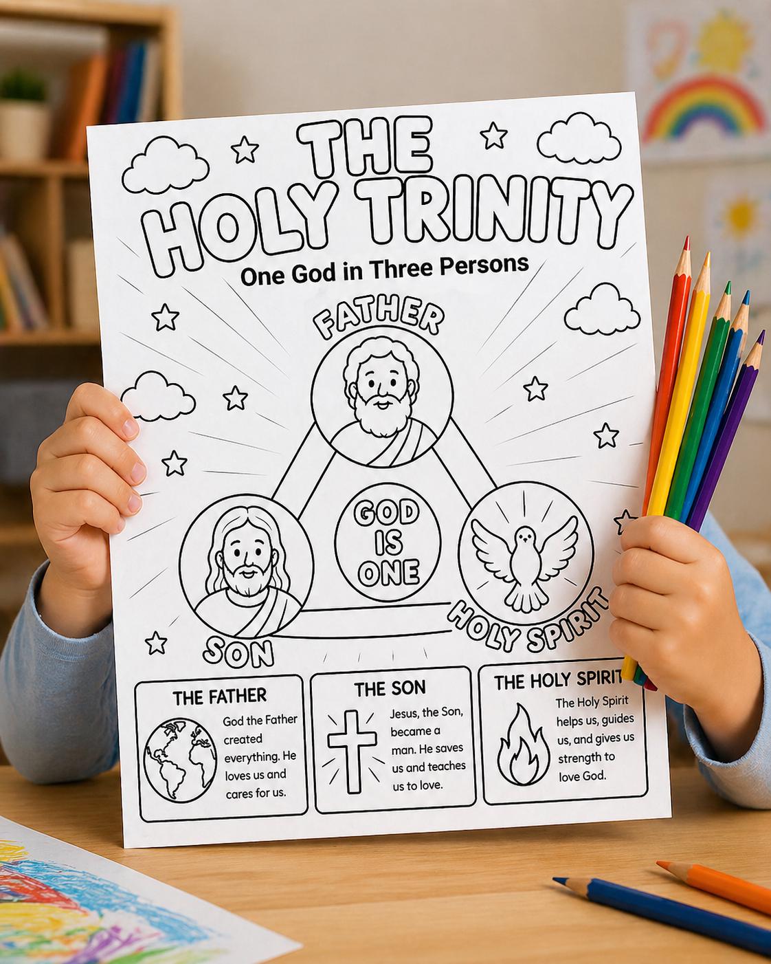 Trinity Worksheet.pdf Holy Trinity Coloring Page for Kids | Father Son Holy Spirit Worksheet ...