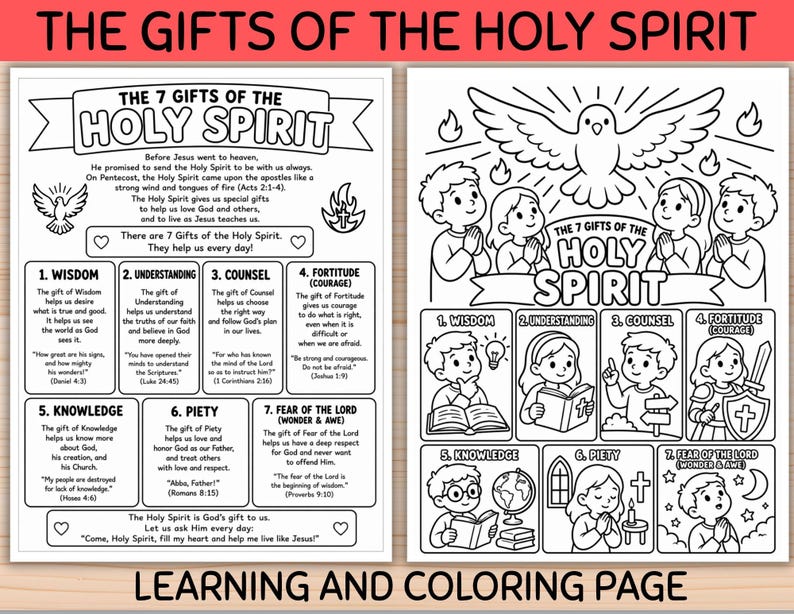 The Seven Gifts of the Holy Spirit Printable | Kids Coloring Page and ...