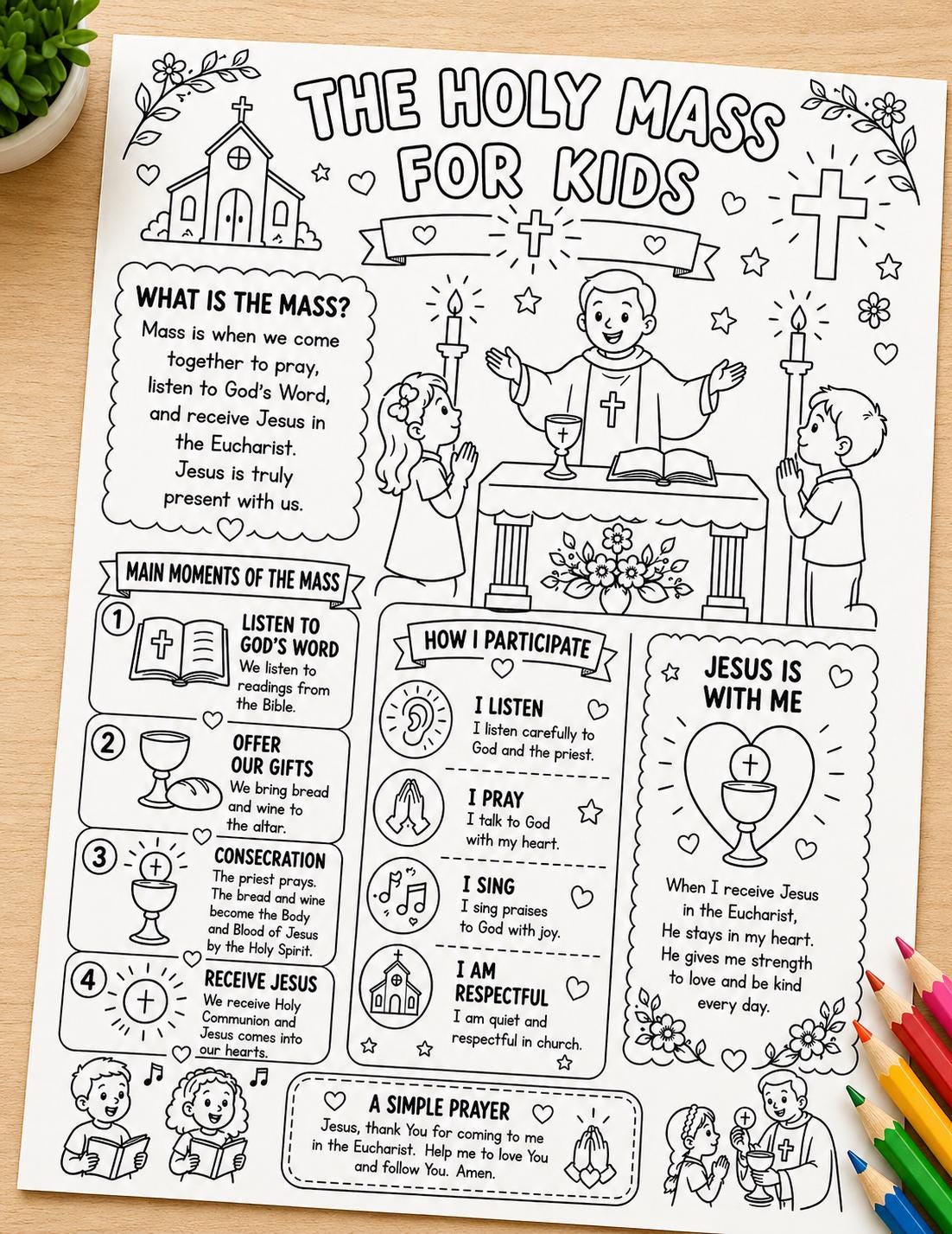 Catholic Mass for Kids Printable | Parts of the Mass Worksheet | Learn ...