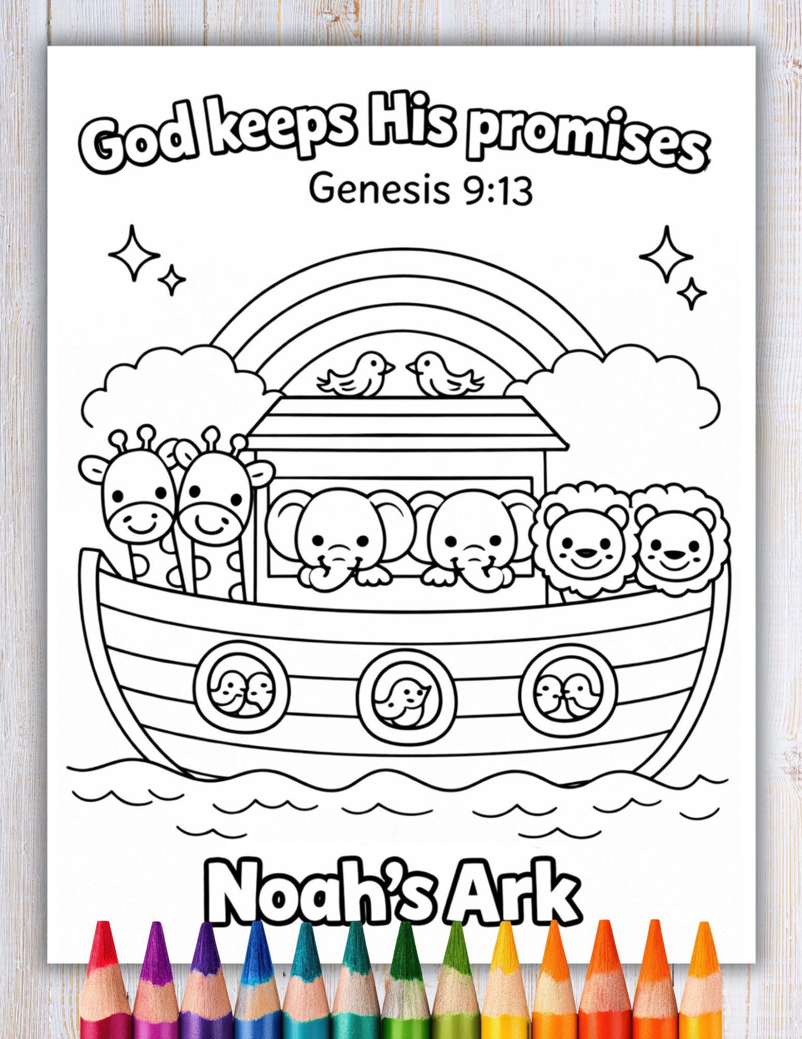 Noah’s Ark Coloring Page for Kids | Bible Coloring Printable | Genesis ...