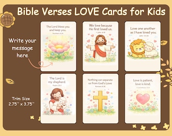 Love Bible Verse Cards for Kids, Christian Valentine Cards Printable, God's Love, Sunday School Kids Activity, Digital Download