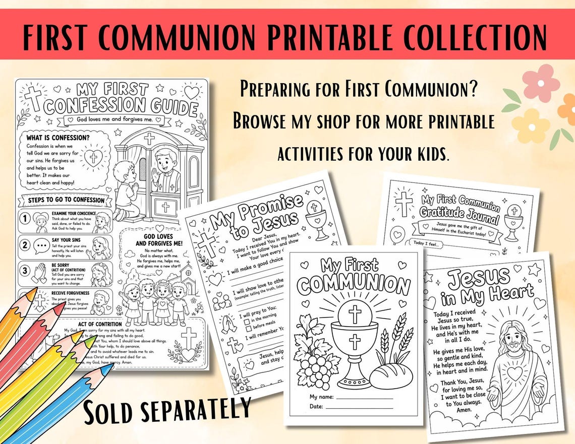 My First Holy Communion Printable for Kids | Catholic Coloring Page ...