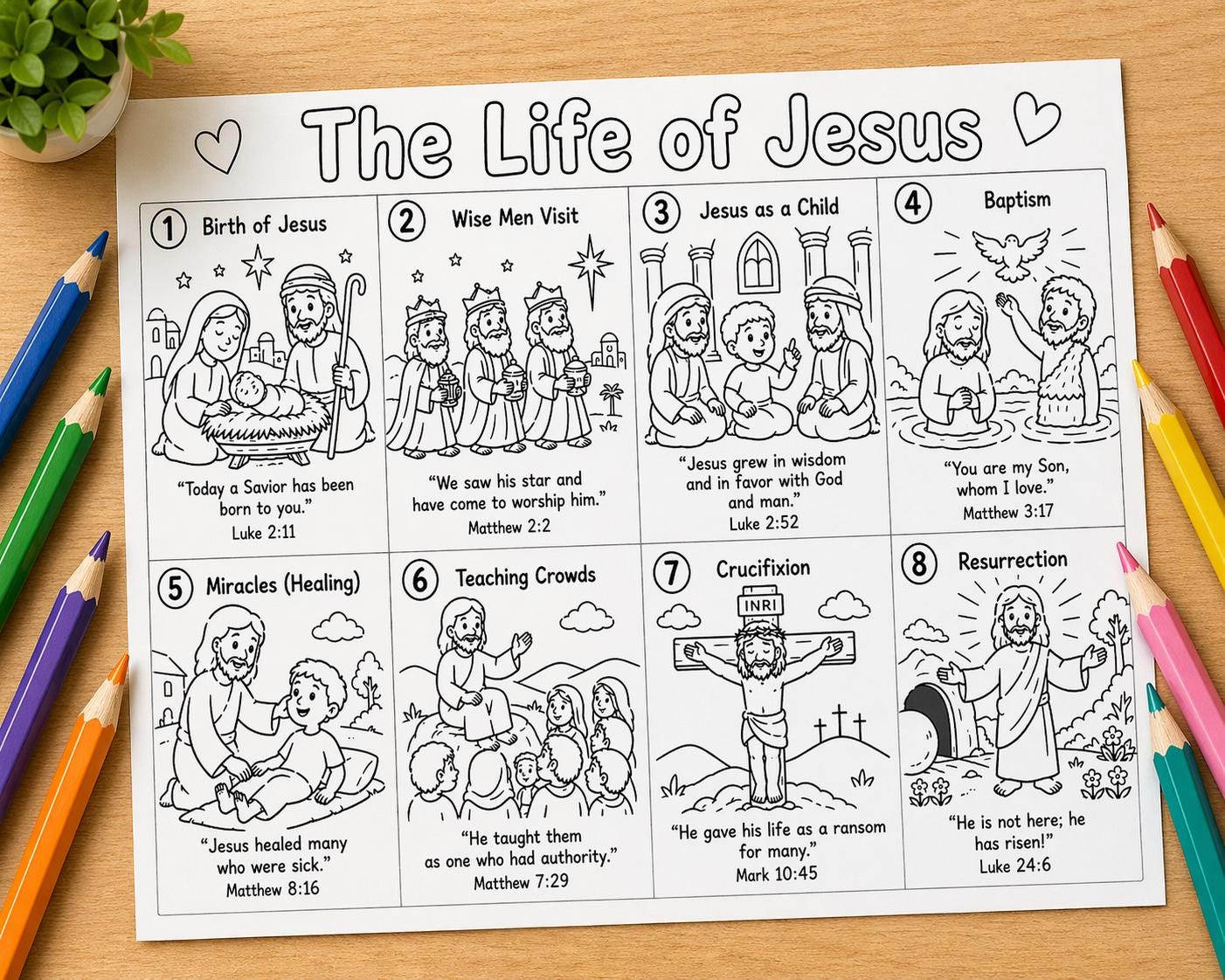 Life of Jesus Coloring Page for Kids, Bible Story Printable, Bible ...