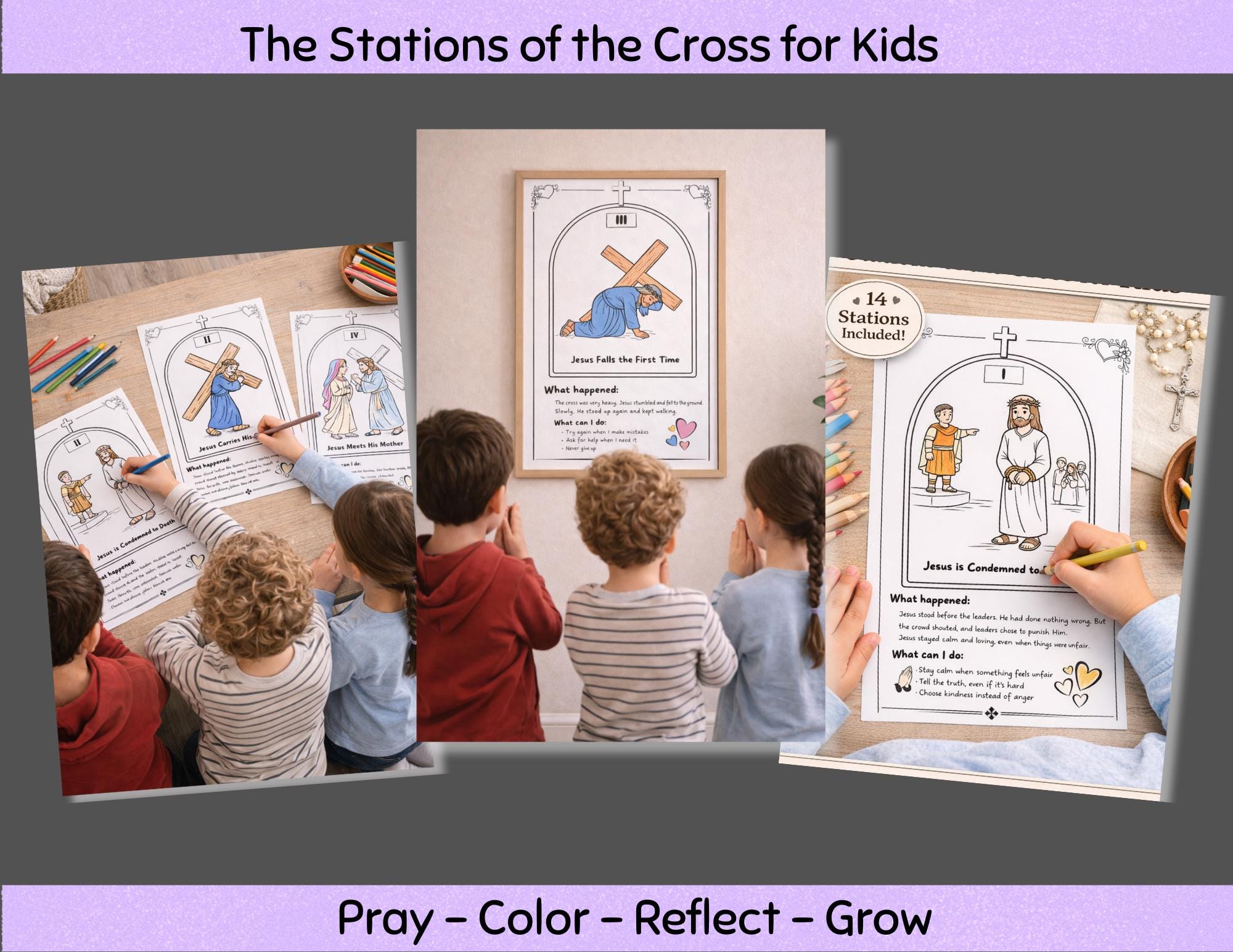 Stations of the Cross Coloring Pages for Kids, 14 Stations Printable ...