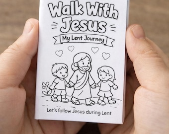 Walk With Jesus – Lent Easter Journey Mini Coloring Book | Christian Lent Activity for Kids | Lenten Easter Printable