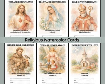 Bible Verse Cards, Christian Watercolor Cards, Religious Gift (Digital Download)