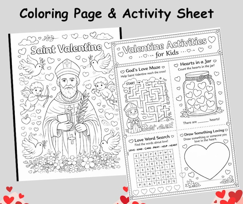 Saint Valentine Story Cards for Kids, Christian Valentine Coloring Page ...