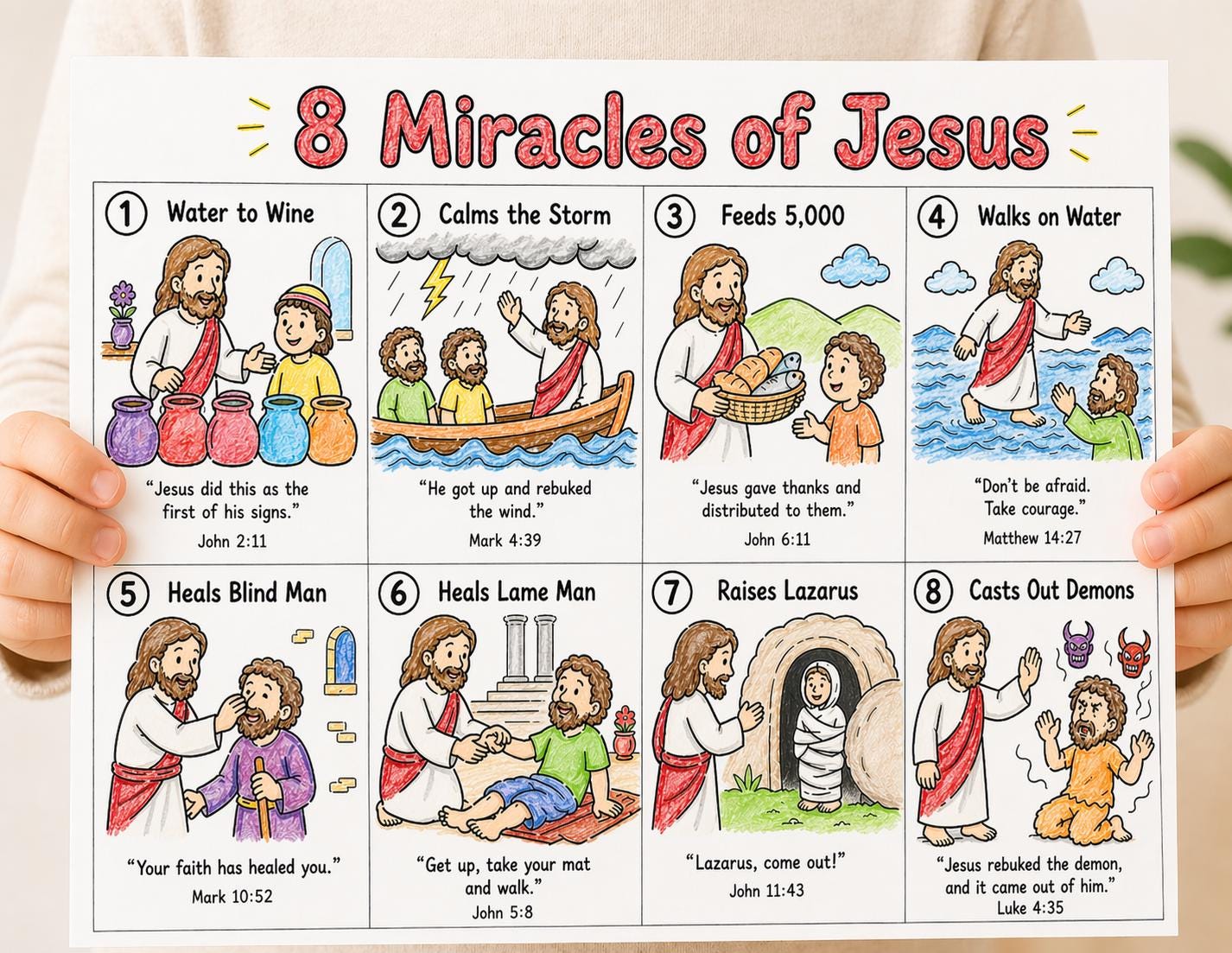 Miracles of Jesus Coloring Page Printable | Bible Story for Kids ...