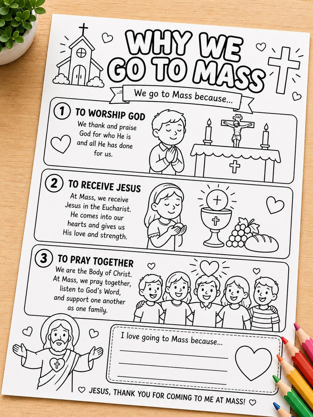Catholic Mass Printable for Kids | Why We Go to Mass Worksheet | First ...