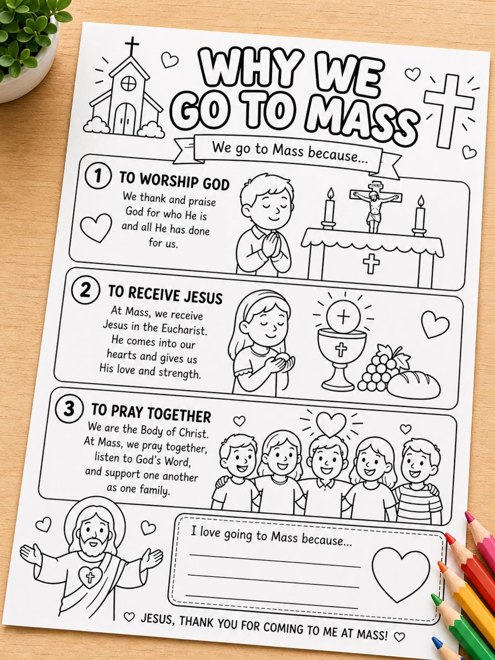 Catholic Mass Printable for Kids | Why We Go to Mass Worksheet | First ...