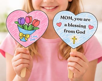 Manualidad de corazón con palitos para el Día de la Madre para niños / Manualidad cristiana para niños / Actividad del Día de la Madre basada en la fe / Manualidad para la escuela dominical / Regalo para mamá