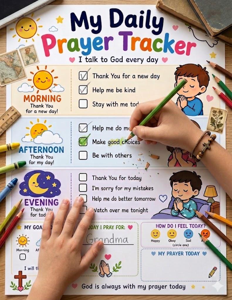 Daily Prayer Tracker for Kids | Christian Routine Chart | Morning ...