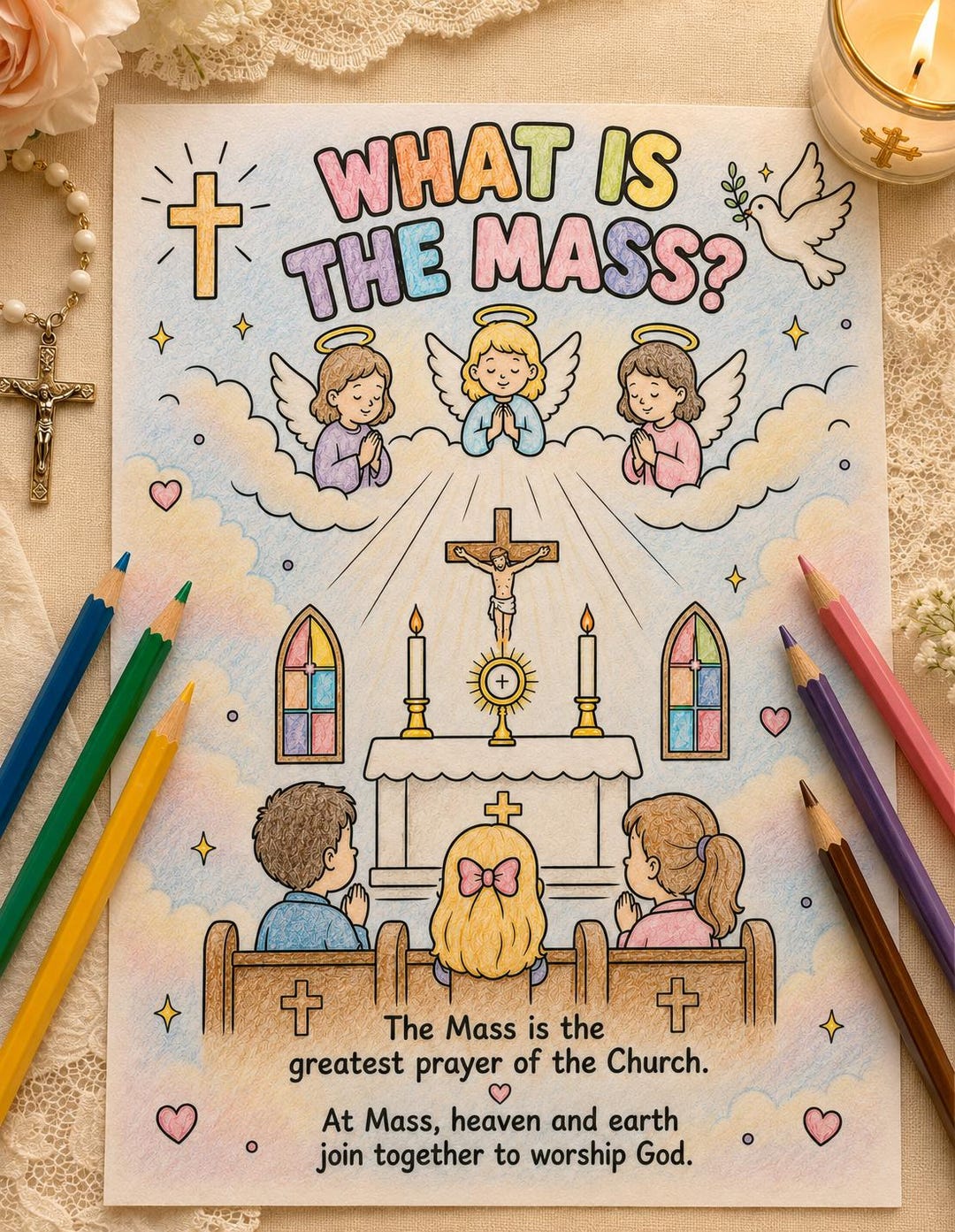 Catholic Mass Coloring Pages for Kids, Learn the Holy Mass Printable ...