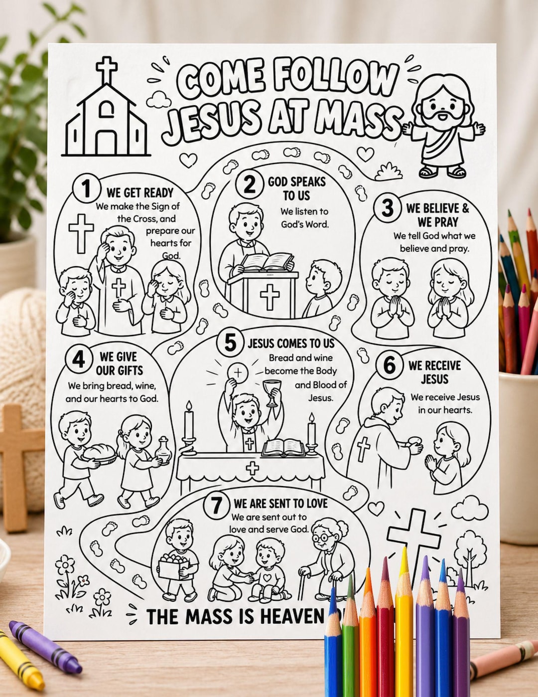 Catholic Mass Coloring Page for Kids, Parts of the Mass Printable ...