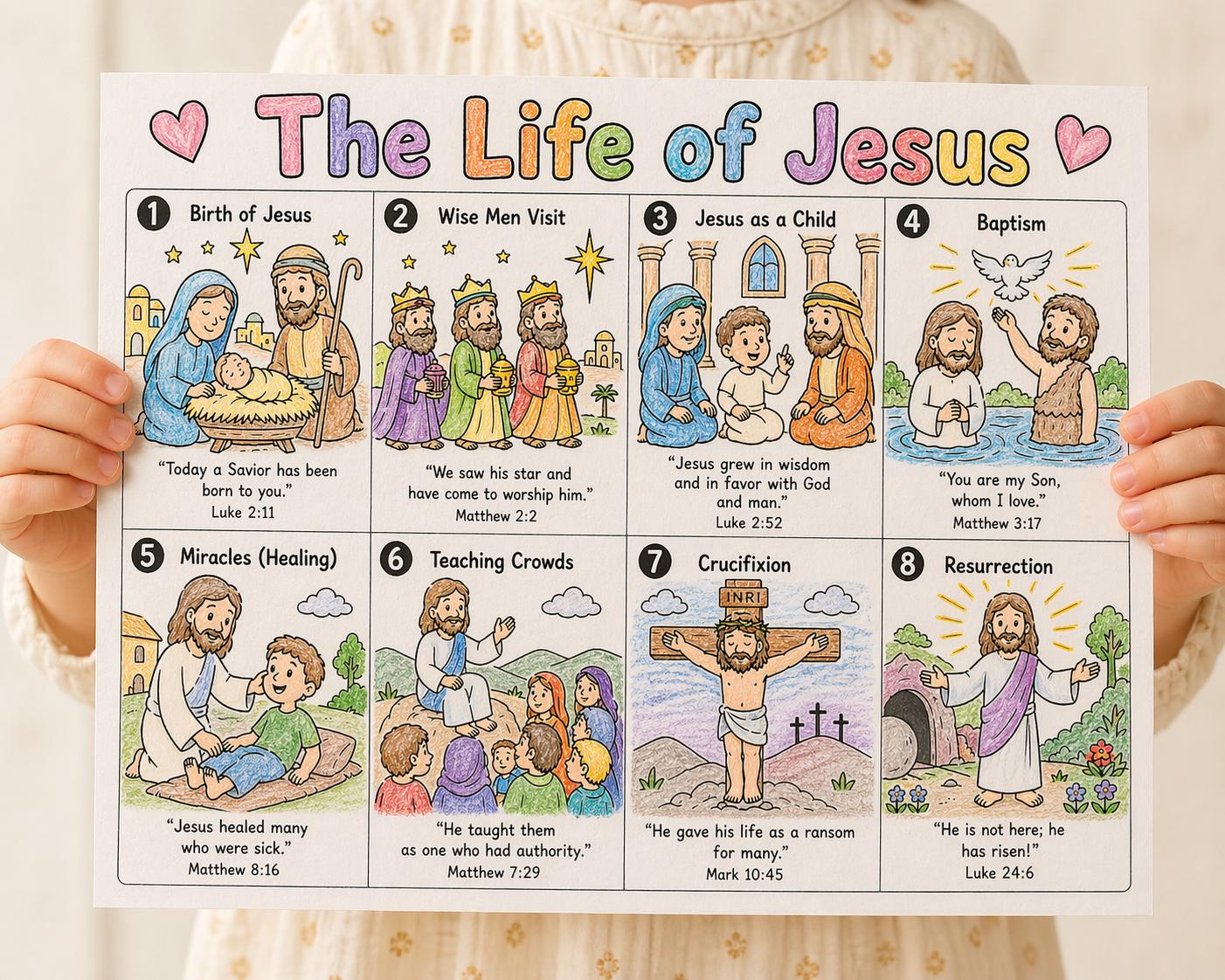 Life of Jesus Coloring Page for Kids, Bible Story Printable, Bible ...
