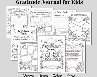 Gratitude Journal for Kids, Faith-Based Gratitude, Thank God Coloring & Writing Activities Printable, Sunday School