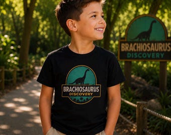 Shirt Brachiosaurus Discovery-dinosaurus | T-shirt Dino voor kinderen | Jurassic Adventure-T-shirt | Cadeau dinosaurusliefhebber voor jongens en meisjes