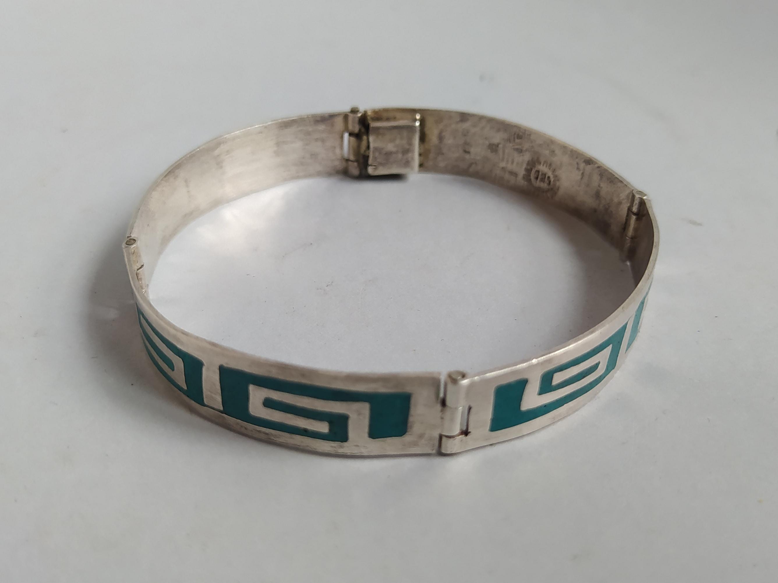Bracelet Torque Enfant En Argent 925, Style Aztèque Mexicain - Pièce Ancienne