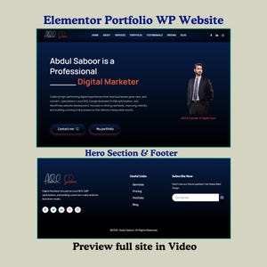 WordPress Portfolio Website Template | Elementor WordPress Theme for Creative Portfolio, Agency Website, Responsive WordPress Design