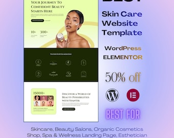 Skincare Website WordPress Elementor Template, Luxury Beauty, Spa, Salon, Wellness, Ecommerce, Cosmetics, Aesthetic Business Website Theme